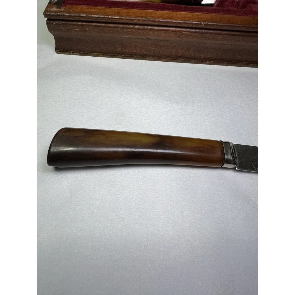 Vintage 1847 Roger's Bros Wood Display Case Box With 6 Nice Wood Handle Knives